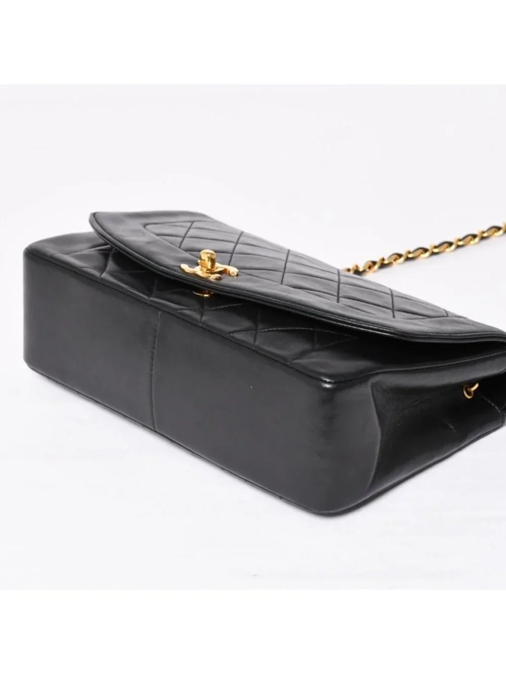 Chanel Diana 25 S Flap S Chain Shoulder Bag CC Logo Lambskin Black Gold 4
